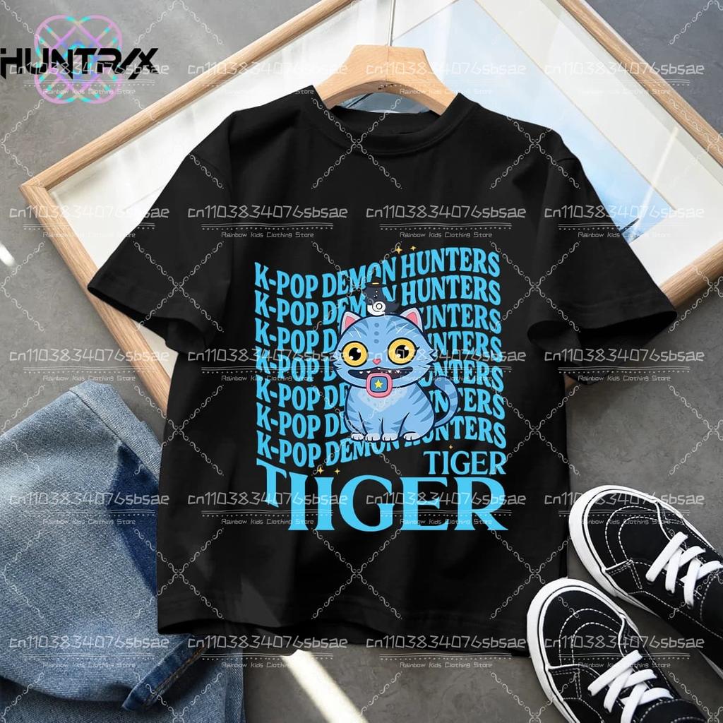 2026 Новые K-Pop Охотники на Демонов Мультяшный Принт Детские Футболки Летние Футболки с Коротким Рукавом Одежда для Мальчиков и Девочек Повседневные Топы