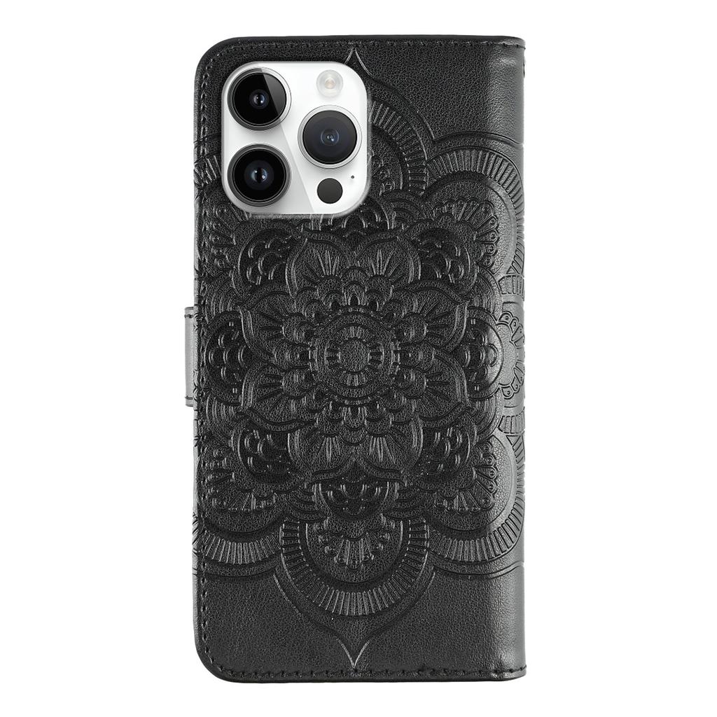 For iPhone 14 Pro Max Case PU Leather Mandala Imprinted Design Wallet Phone Cover
