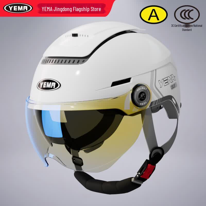 YEMA 370S Всесезонный мотошлем-половинка с двойным визором для мотоциклов и электровелосипедов