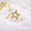 Nidin New Hip Hop Rock Five Star Rings Men Women Luxury Gold  Color Rhinestones Zircon Pentagram Adjustable Wedding Party Gift