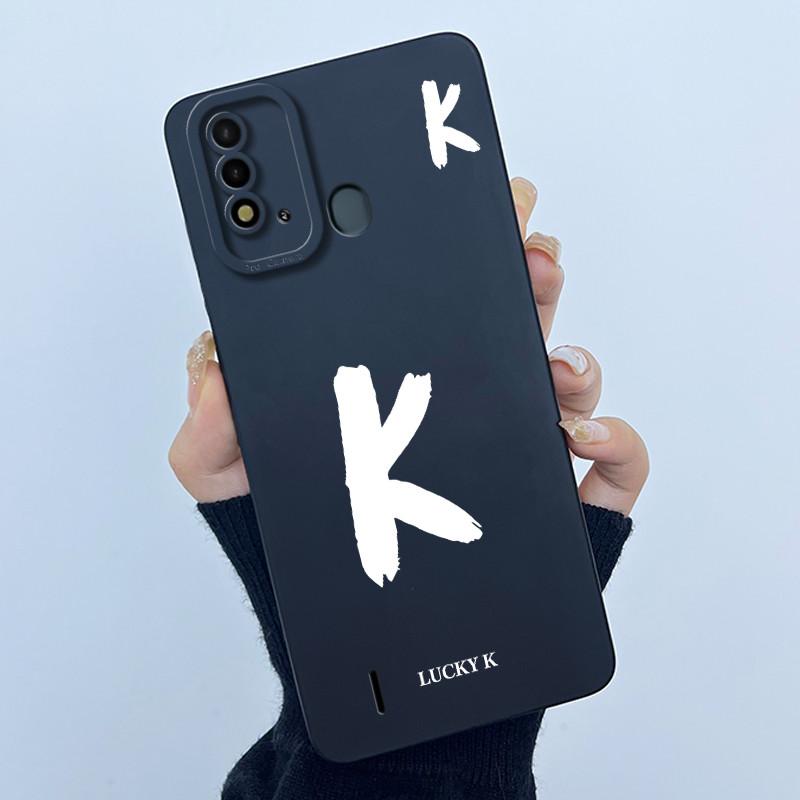 For ITEL Vision 2S P37 P651L P651W Case Cover Lucky Initial Letter Silicone Soft Matte Phone Bumper for ITEL Vision2S P37 Casing