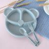 Baby Bowl+spoon+fork Feeding Food Tableware Set Cartoon Bear Kids Dishes Eating Dinnerware Anti-hot Wheat Straw Training Plate