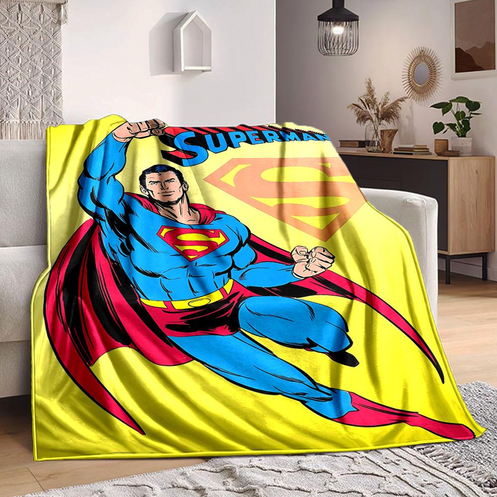 1pc Superman, superhero Flannel Throw Blanket Soft, Warm & Cozy for Couch, Bed, Office, and Travel Versatile All Season Gift, Christmas present