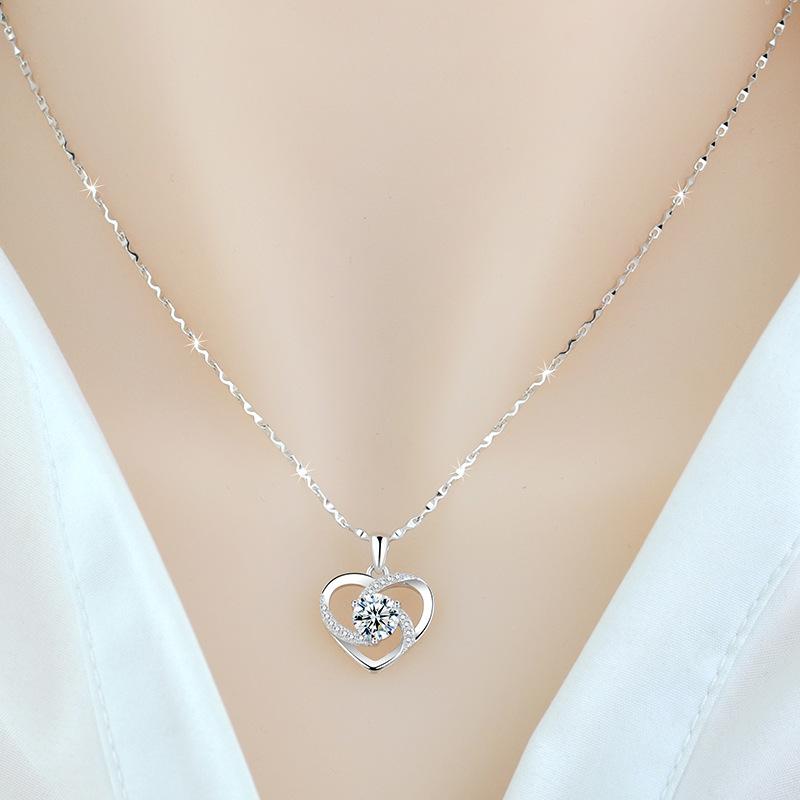 1PC Love Pendant Simple Light Luxury Neck Chain Internet Celebrity Collarbone Chain Versatile Jewelry