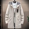 Spring Men's Classic Fashion Long Windbreaker Men Casual Loose Large Size Hooded Coat