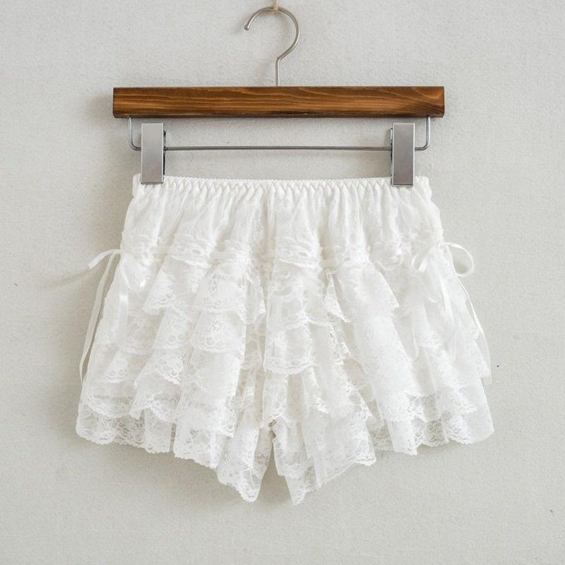 Женское кружевное нижнее белье, шаровары, юбка с рюшами, плиссированные многослойные шорты с оборками, трусики, короткая нижняя юбка