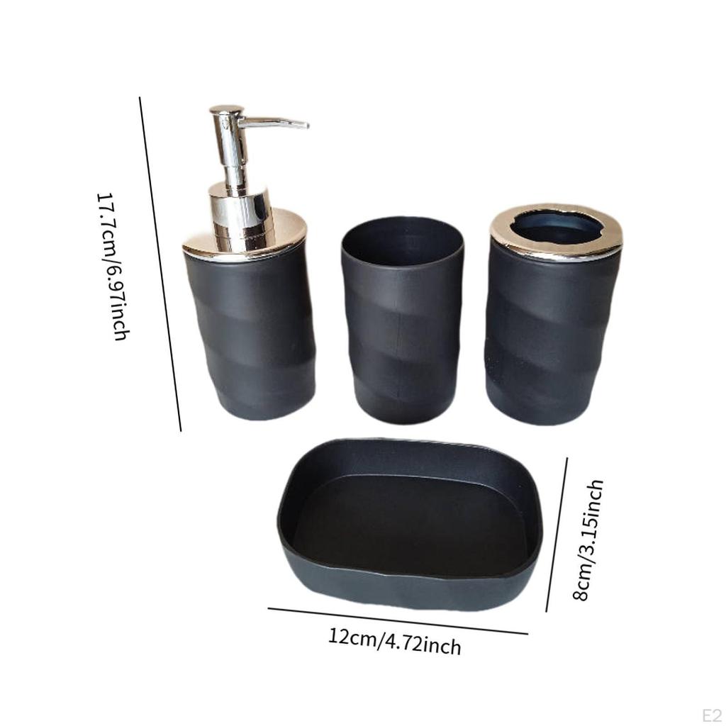 4 Pieces Bathroom Accessories Set Soap Dispenser Decorative Modern Toothbrush Holder Mouthwash Cup