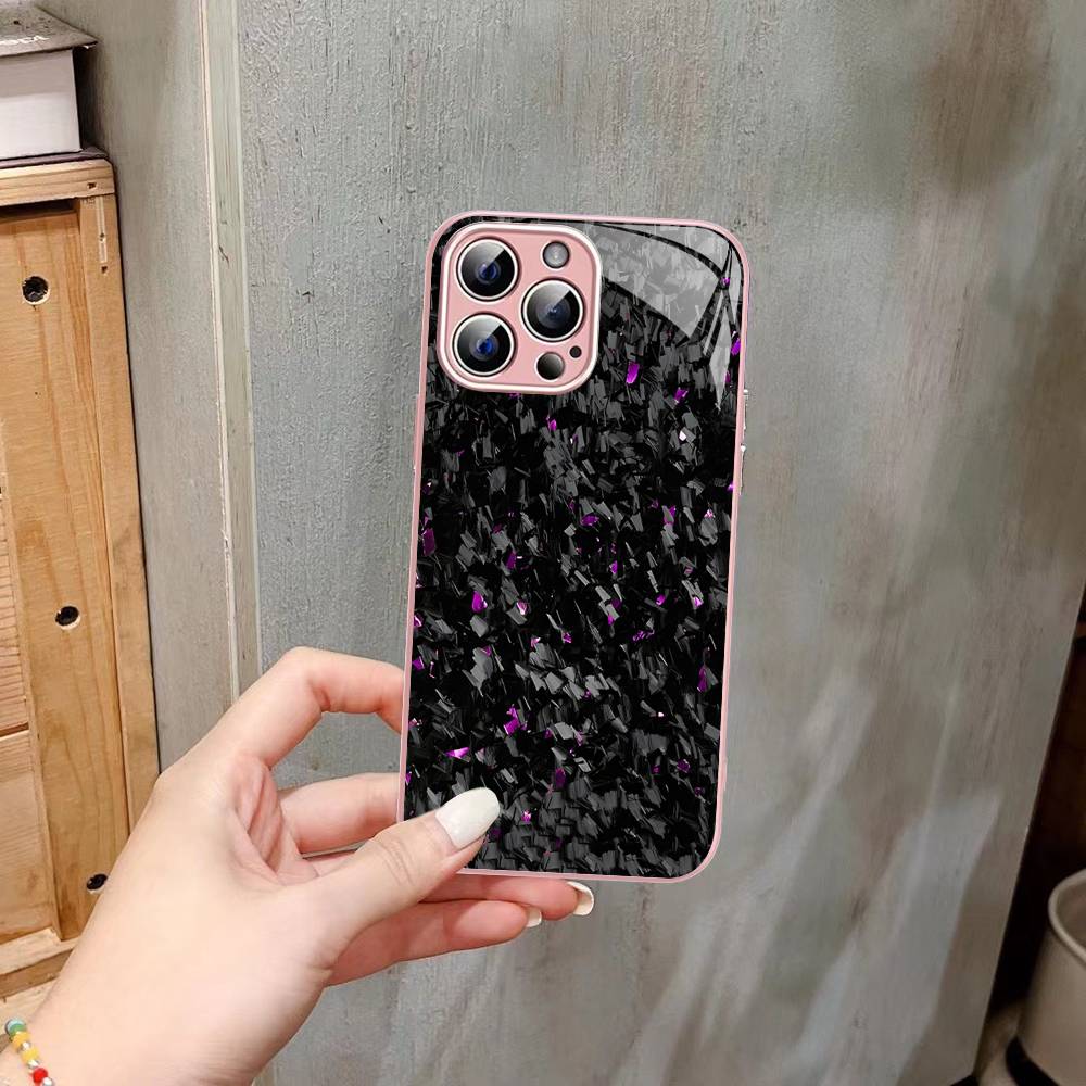 Чехлы из кованого карбона Закаленное стекло Для iPhone 14 13 12 11 Pro Mini XS MAX 14Plus X XS XR Чехлы
