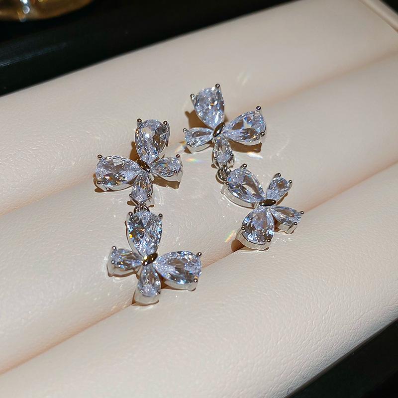 Pinkdudu Женские милые серьги-бабочки с кристаллами, модные ювелирные изделия с цирконом, серьги-капли, ювелирные изделия, подарок для женщин, PD1889