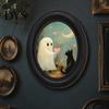 Oval Wood Picture Frame Halloween Gothic Wooden Hanging Plaque, Vintage Black Cat Ghost Wall Sweet Cool Sign Sign, Retro Waterproof Decorative Art for