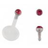 Labret Piercing Jewel Red Crystal Bioflex Rod 8mm