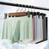 Men Ice Silk Boxer Briefs Mid-rise Wide Waistband Ultra Thin Ice Silk Shorts Underwear Solid Color U-convex Panties