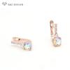 Trendy Colorful Round Crystal Drop Earrings For Women Rose Gold Color Jewelry Stylish Eardrop Gift