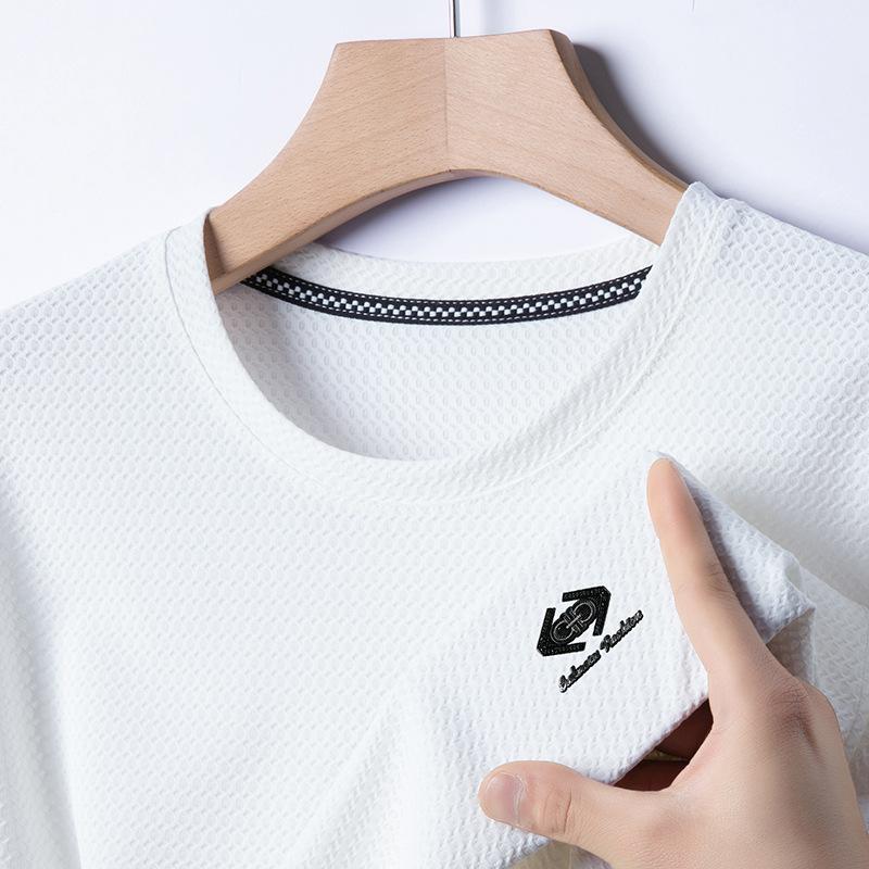 Футболка с круглым вырезом и короткими рукавами, средняя мужская повседневная одежда, тонкая рубашка поло