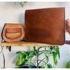 Men's Goat Leather Messenger Shoulder Handmade Brown Bag ( Free Gift Sling Brown Bag Size - 9 X 7 X 3 In )