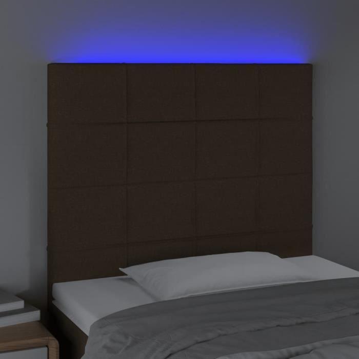3122401 vidaXL LED Headboard Dark Brown 80x5x118-128 Cm Fabric
