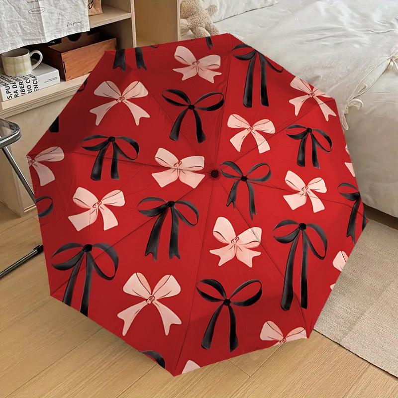 1pc Bow Pattern Automatic Folding Umbrella, Heavy-Duty 8-Rib Construction, Perfect for Everyday yy251114138