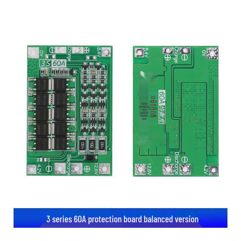 Плата защиты литиевой батареи 3S 11.1V/12.6V 18650 с гнездом для сбалансированного тока 60A