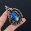 Labradorite Pendant, Handmade Gemstone 999 Copper Wire Wrapped Pendant Antique Jewelry, For Gift Silver Jewelry