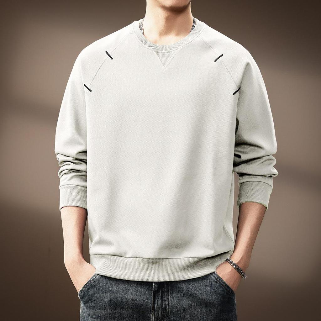Men's Trendy Patchwork Long-Sleeve Hoodie - Autumn Casual Loose Fit Round Neck