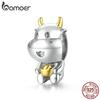 BAMOER 925 Sterling Silver Plated Platinum Playful Cute Lucky Cow Charm Beads Fit Original 3mm Bracelet
