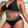 Упитанный плюс размер сексуальный обтягивающий купальник бикини с высокой талией раздельный купальник женский