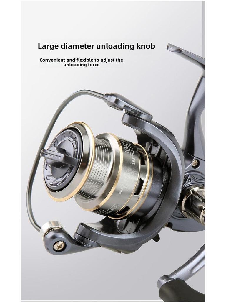 Катушка для спиннинга с металлической головкой и двойным коромыслом для дальних забросов, идеально подходит для морской рыбалки.