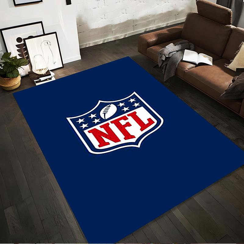 NFL Logo Design on Blue Background Rug Non-slip rug suitable for living room and bedroom sofas