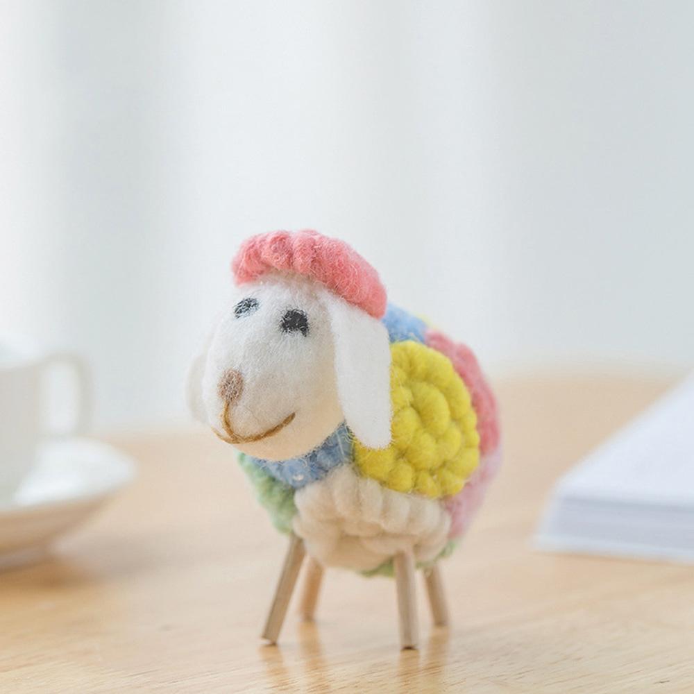Wool Holiday Christmas Felt Sheep Figurines Party Supplies Statue Miniature Home Decoration
