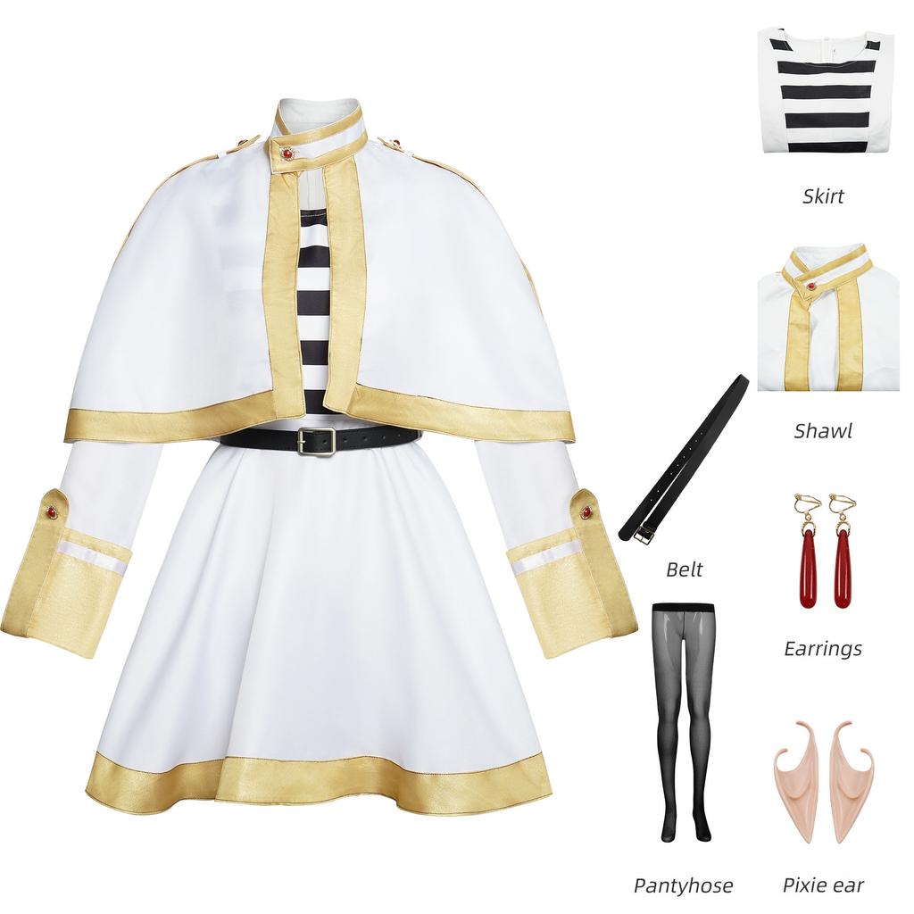 Anime Frieren At The Funeral Frieren Cosplay Costume Fancy Dress  Coat Skirt Belt Earrings Outfits For Women Halloween