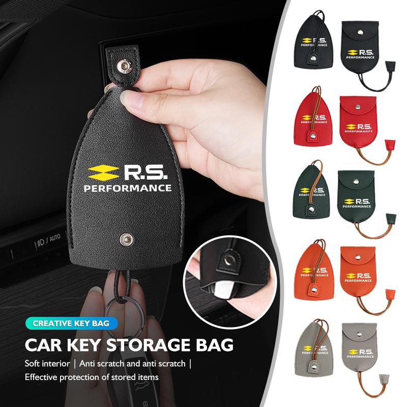 Car Keychain Case Zipper Carbon Fiber Key Protector Cover For Renault Arkana Captur Twingo Talisman RS Logan Duster AA17