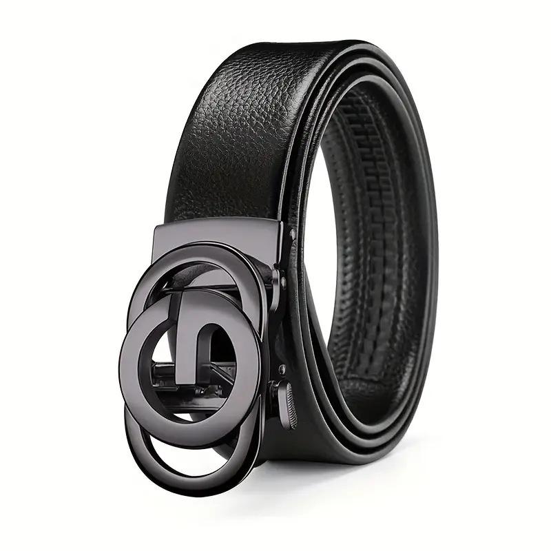 New Men'S Belt Alloy Automatic Buckle Belt Men'S Business Leather Belt Direct Supply