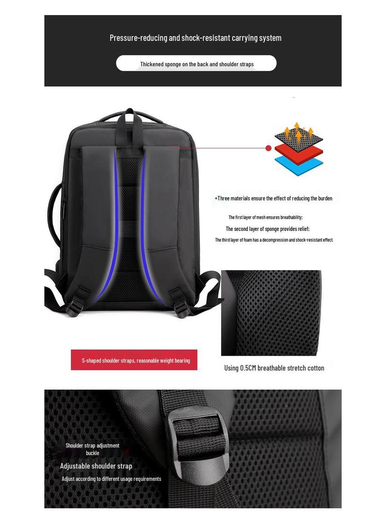 Men's Large Capacity Multifunctional Commuting Backpack for Business, Travel, and School