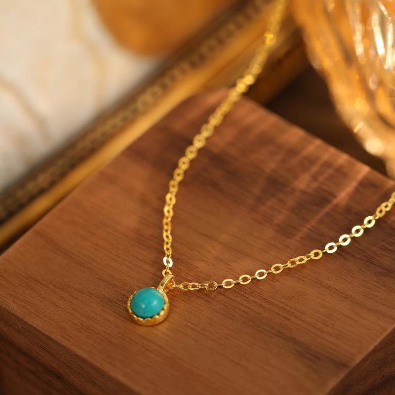 Ожерелье для женщин Banyan Tree S925 с подвеской из серебра и бирюзы - элегантная японская и корейская ретро-цепочка на ключицу