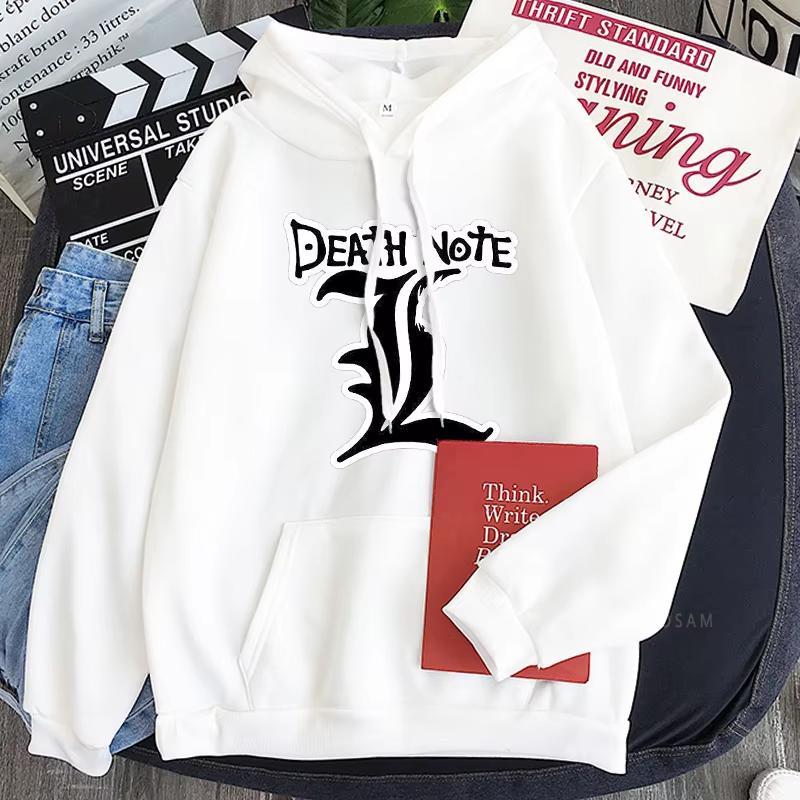Толстовки с длинными рукавами в стиле Харадзюку, аниме, Death Note, манга, для женщин и мужчин, зимние теплые готические толстовки оверсайз.