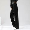 Women's Black Gold Velvet Rhinestone Wide Leg High Waist Fashion Pants
