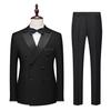 Men's Double-Breasted Six-Button Peaked Lapel Suit for Weddings, Banquets, and Performances