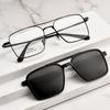 Men Classic Polarized Clip On Sunglasses Pilot Double Beam Titanium Alloy Glasses Frame Optical Retro Sunshades Eyewear