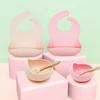 3 Pcs Baby Newborn Bibs+Suction Dish Bowl Plate+Spoon Set Feeding Tableware Kit Pink