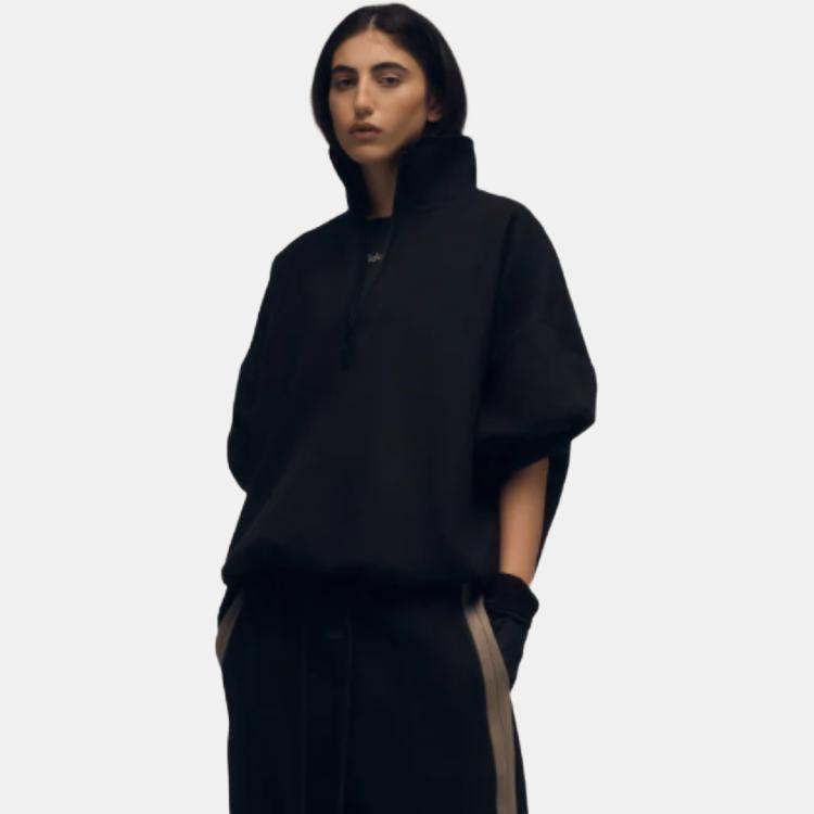 adidas Свитшот с молнией на половину X Fear of God Athletics из замши и флиса 'Черный'