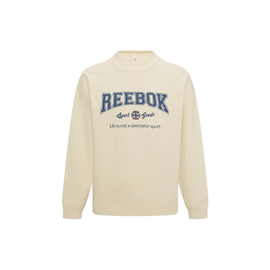 Reebok Letter Print Knitted Loose Round Neck Pullover Sweatshirt Unisex Sweatshirt Off-White 23FRC353UGW2