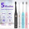 Electric Toothbrush Deep Cleaning Rechargeable Whitening 5 Mode With 4 Heads For Teen Adult