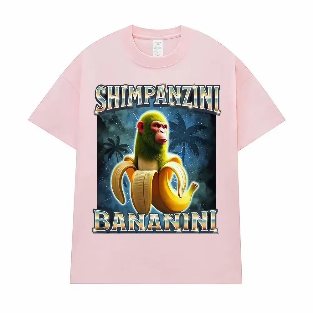 Футболка Shimpanzini Bananini Итальянский маразм Смешной мем про обезьяну Футболки Мужская Женская Мода Юмор Стиль Футболка с коротким рукавом Топы