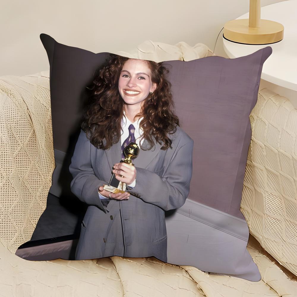 Hot American Actor JJulia Roberts Pillow Case Natural Linen DoubleSided Printing Sofa Home Decor Cushion Cover