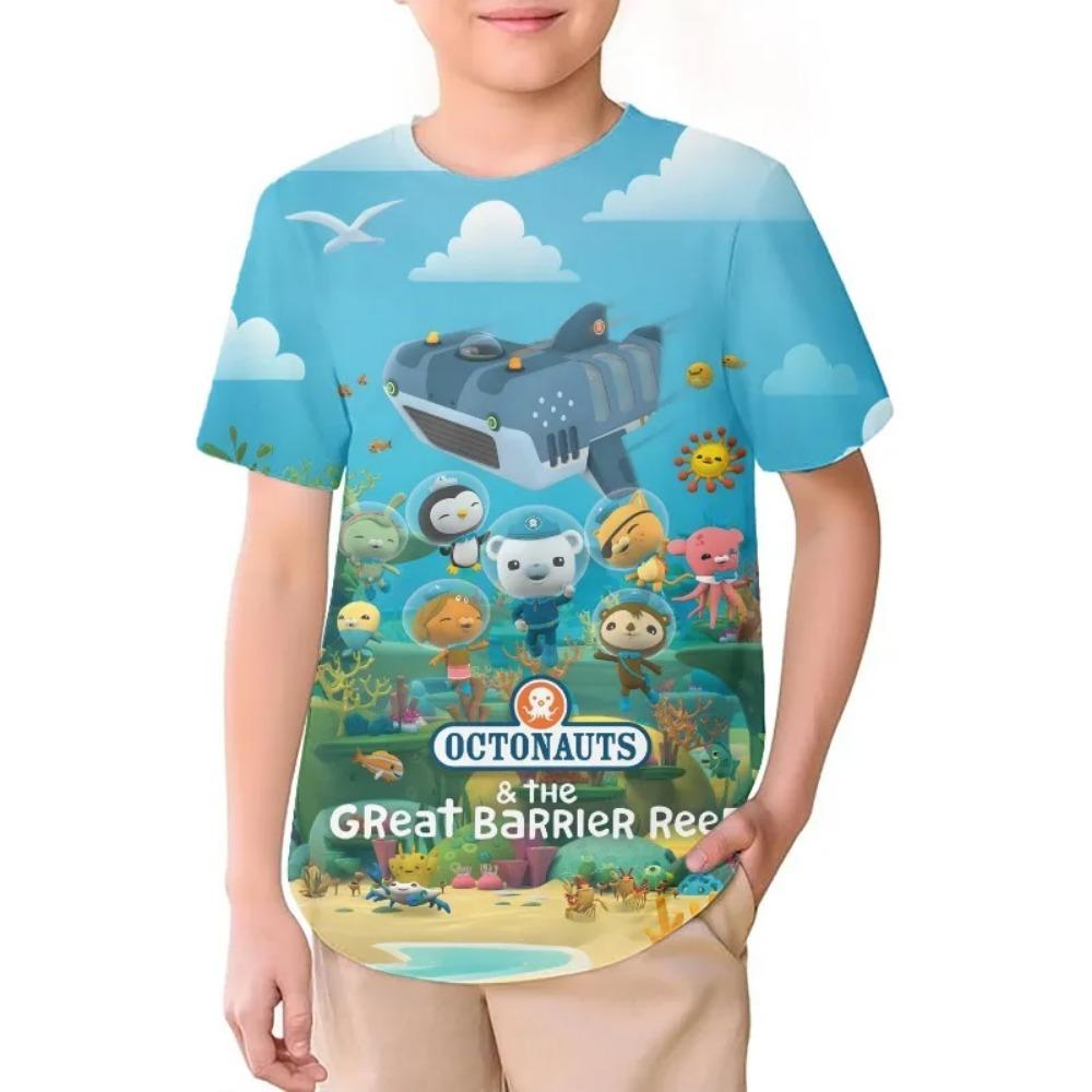 The Octonauts Kids 3D Cartoon Print High Quality T Shirts for Boys Childrens Clothing Summer Short Sleeve Crewneck Tees Anime T-shirt Cute T-shirt