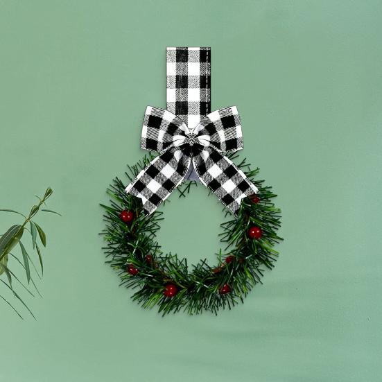 Рождественский венок на кухонный шкаф с лентой, маленький венок с красными ягодами на окно с бантом для украшения фермерского дома, входной двери, рождественской вечеринки