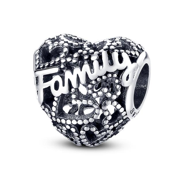 Heart Shape 925 Silver Family Lover Affection Pendant Charm Beads Fit Woman's Cute Bracelet DIY Jewelry For Women