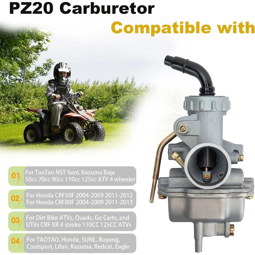 PZ20 Carburetor for Taotao NST SunL Kazuma Baja 50cc 70cc 90cc 110cc 125cc Carburetor ATV Go karts Moped Scooter 4 Stroke Engine 4 Wheeler, 110