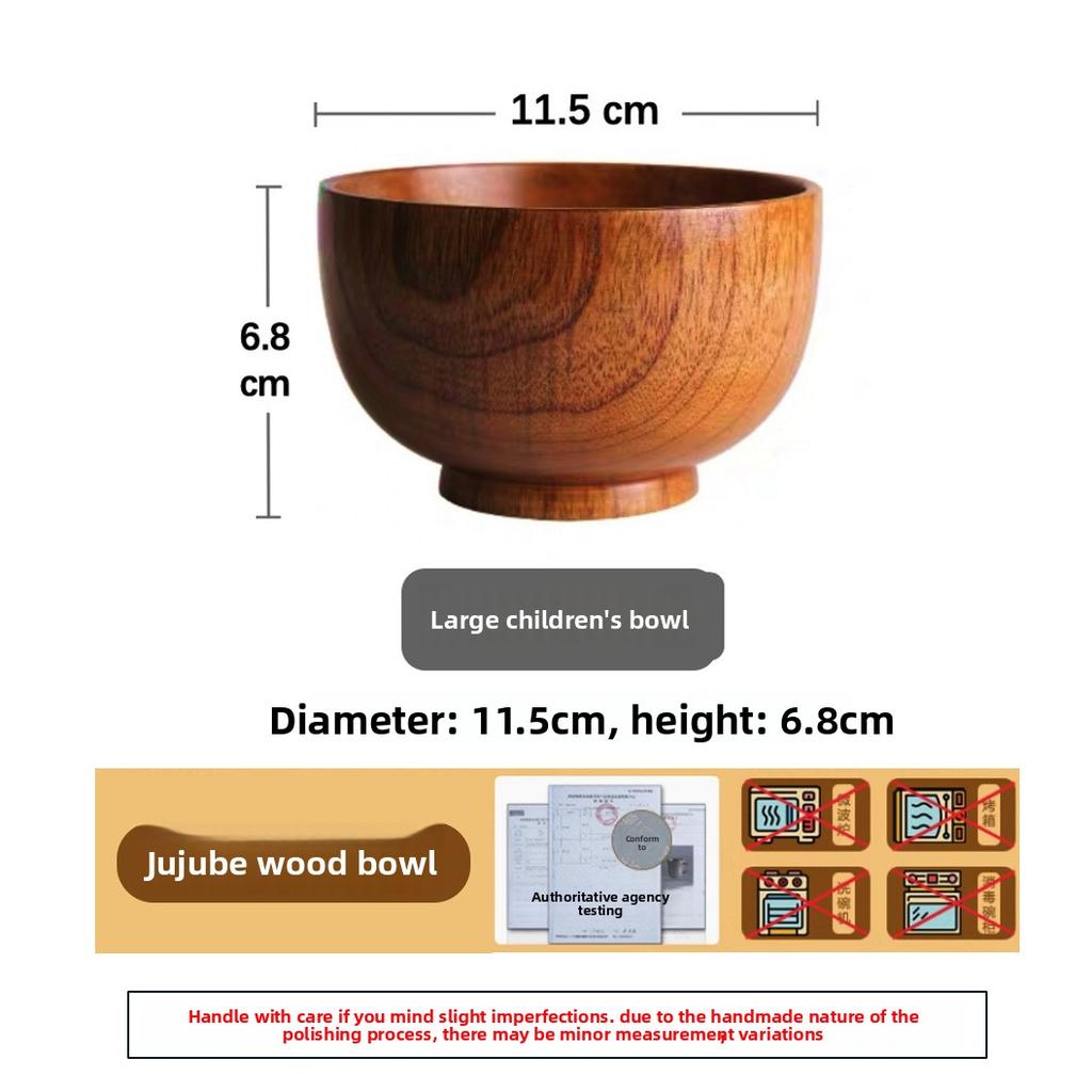Sanchuang Bowl Household Japanese Tableware, Thickened Anti-scalding Instant Noodles, Chinese Wooden Bowl Large Soup Bowl