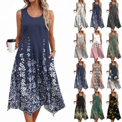Женские повседневные летние платья без рукавов, весеннее платье-кружево с оборками и цветочным принтом в стиле бохо для коктейльной вечеринки